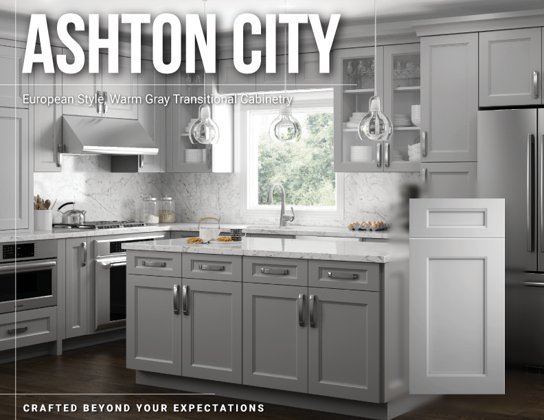 Clean and simple with a touch of sophistication, Ashton City is the perfect choice for a transitional kitchen or bath.