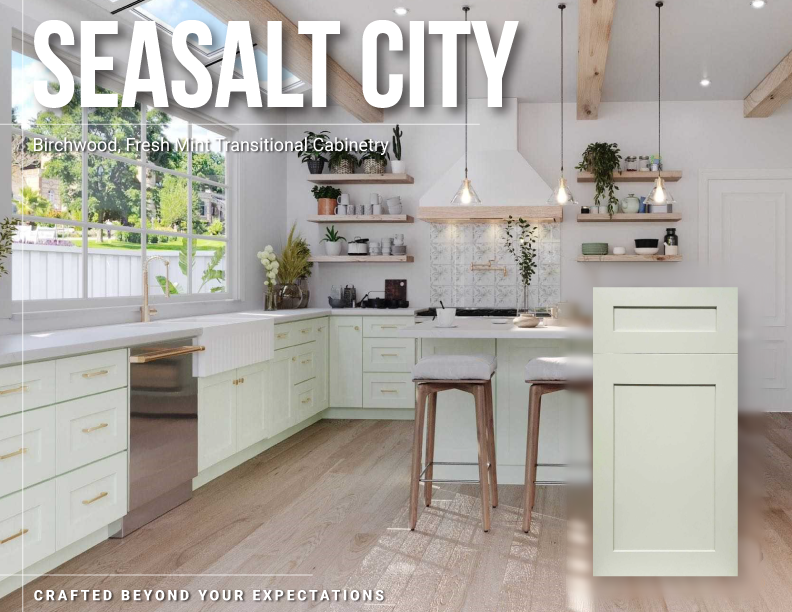 Seasalt City NSS- Fresh Mint Shaker Kitchen Cabinets