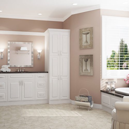 Snow Bay BWR | White Raised Cabinets